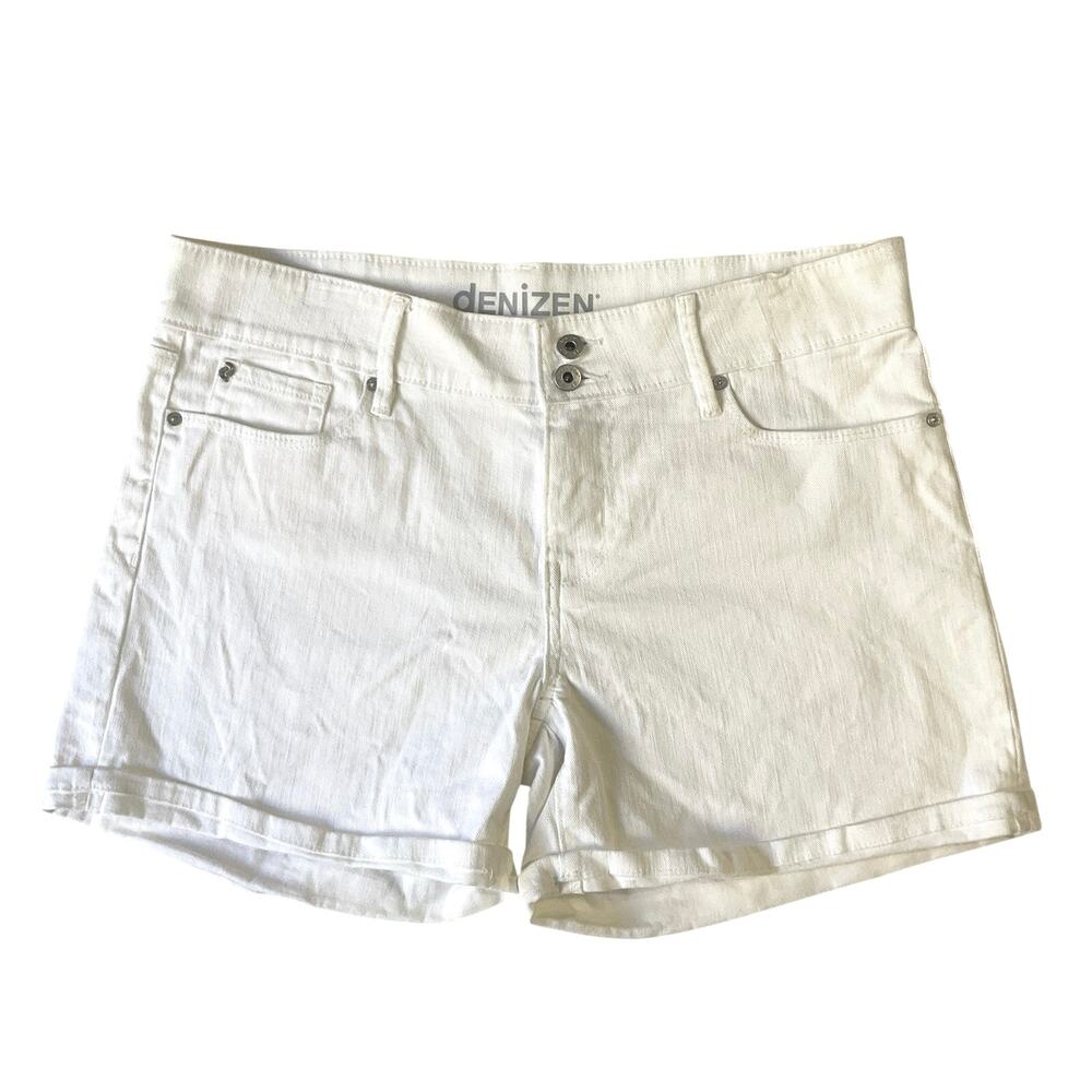 Denizen From Levi's Women Shorts Size 8 White Twill Button 4" Inseam Stretchy